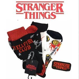 Stranger Things 2 Pack Crew Socks and Embroidered Patch Lot NWT